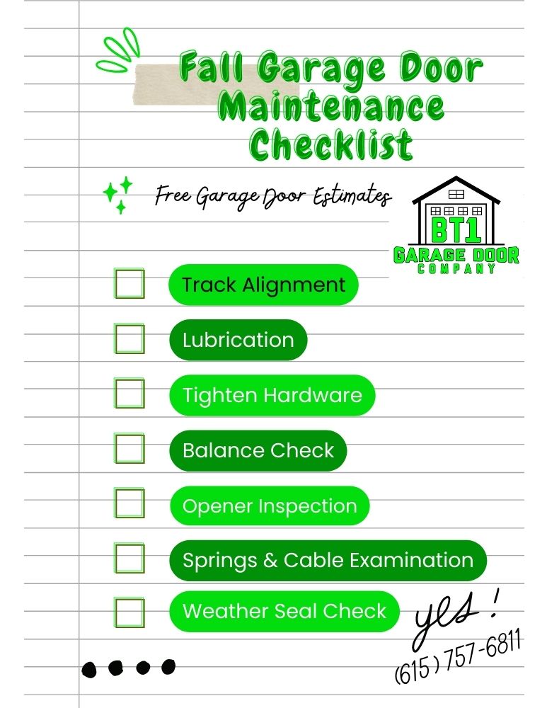 Fall Garage Door Maintenance Checklist