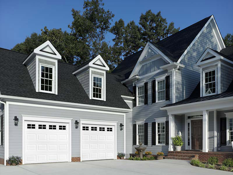 A large home with a two-car garage.